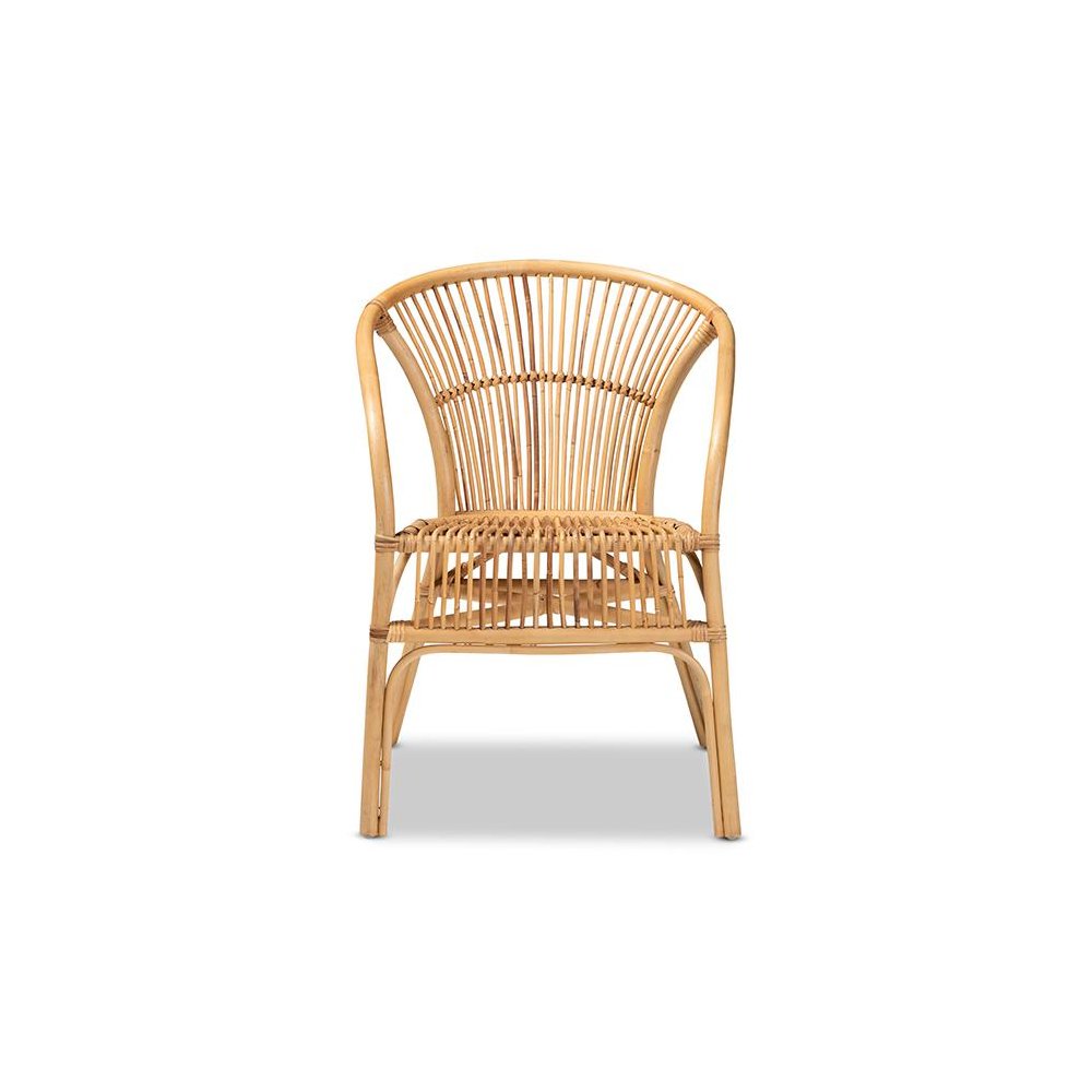 bali & pari Murai Modern Bohemian Natural Brown Rattan Dining Chair. Picture 2