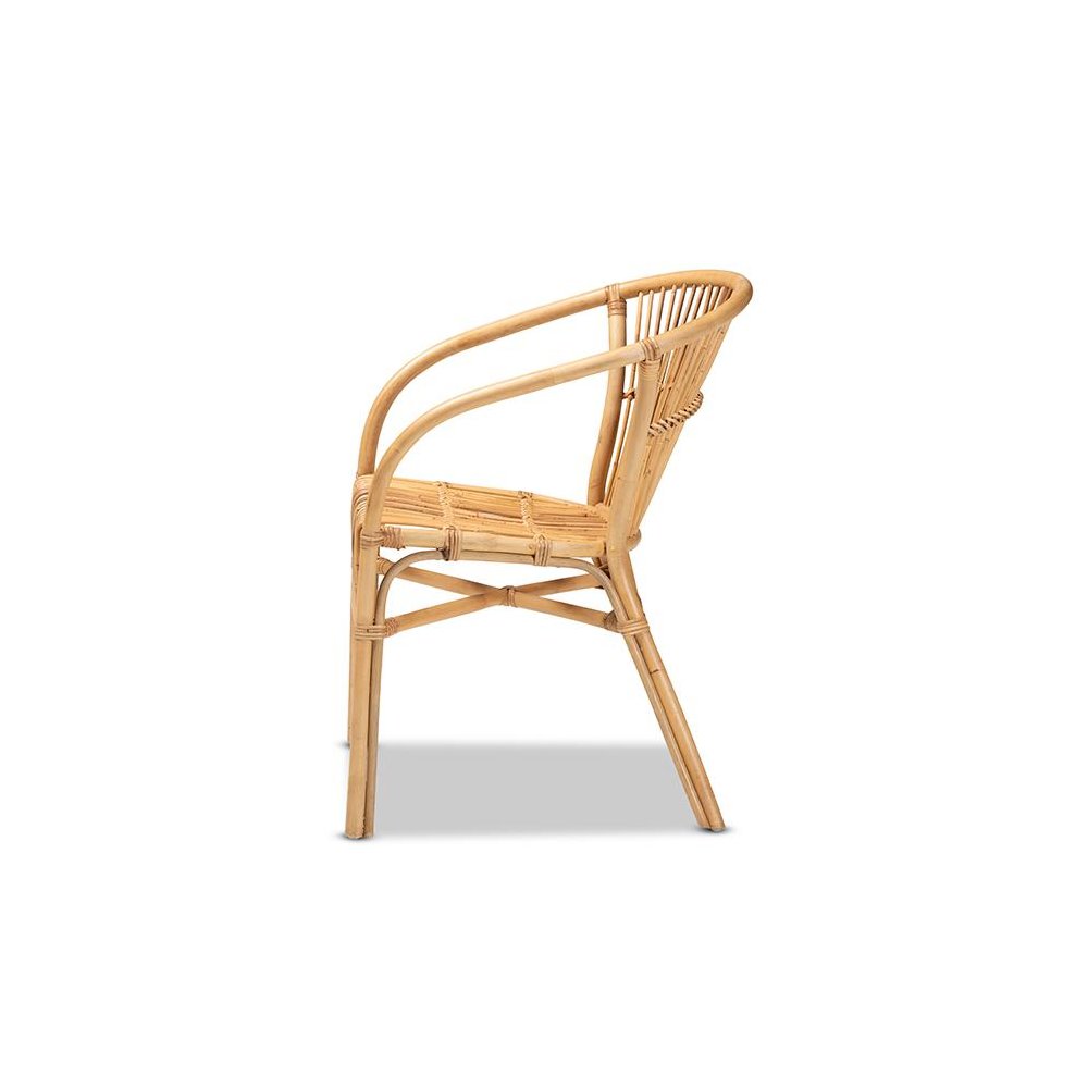 bali & pari Murai Modern Bohemian Natural Brown Rattan Dining Chair. Picture 3