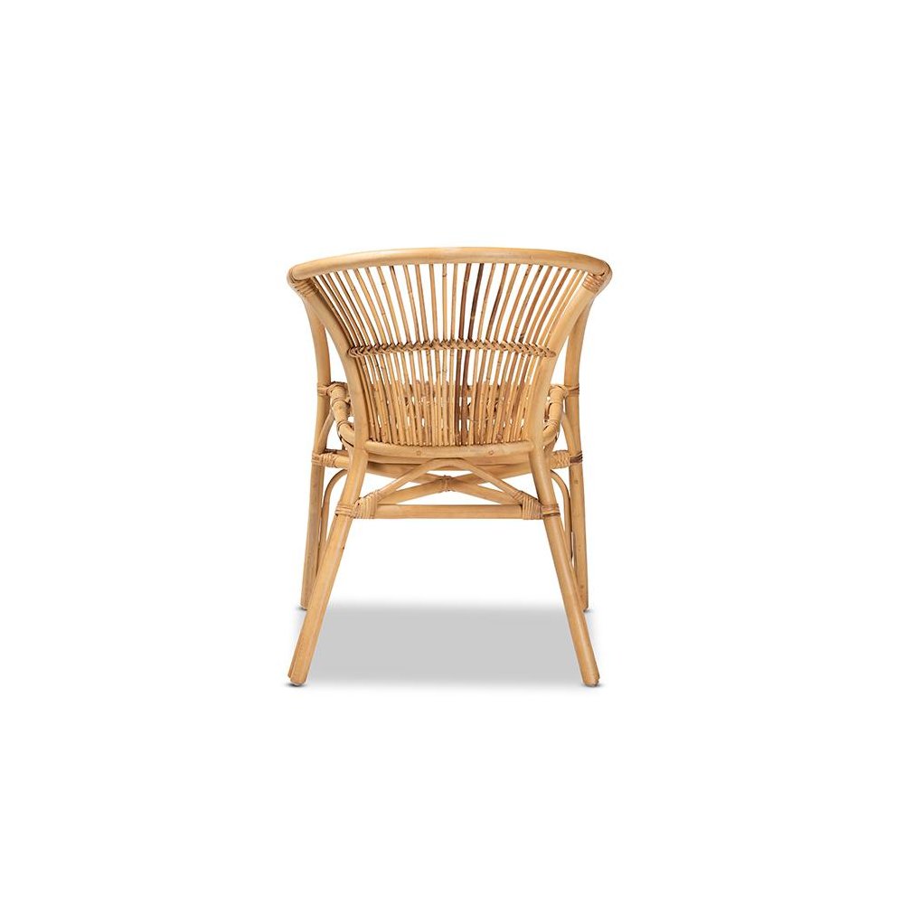 bali & pari Murai Modern Bohemian Natural Brown Rattan Dining Chair. Picture 4