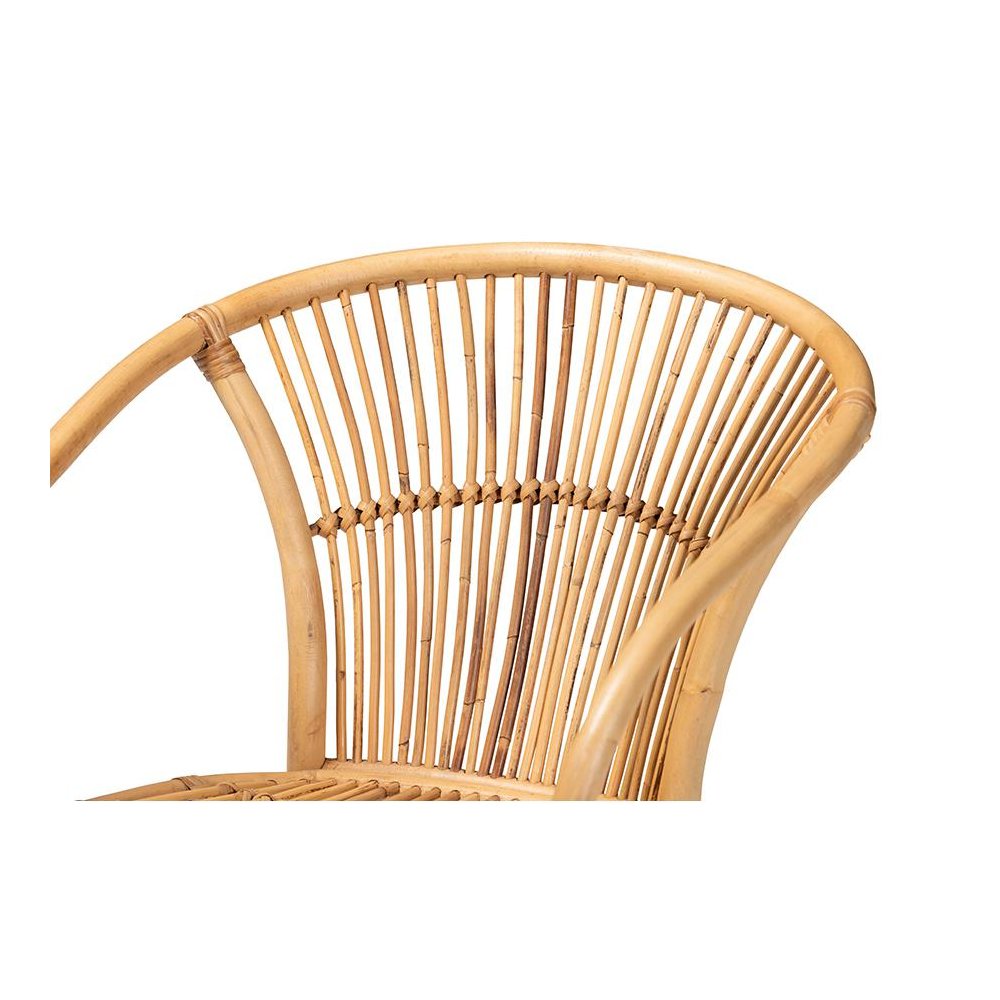 bali & pari Murai Modern Bohemian Natural Brown Rattan Dining Chair. Picture 5