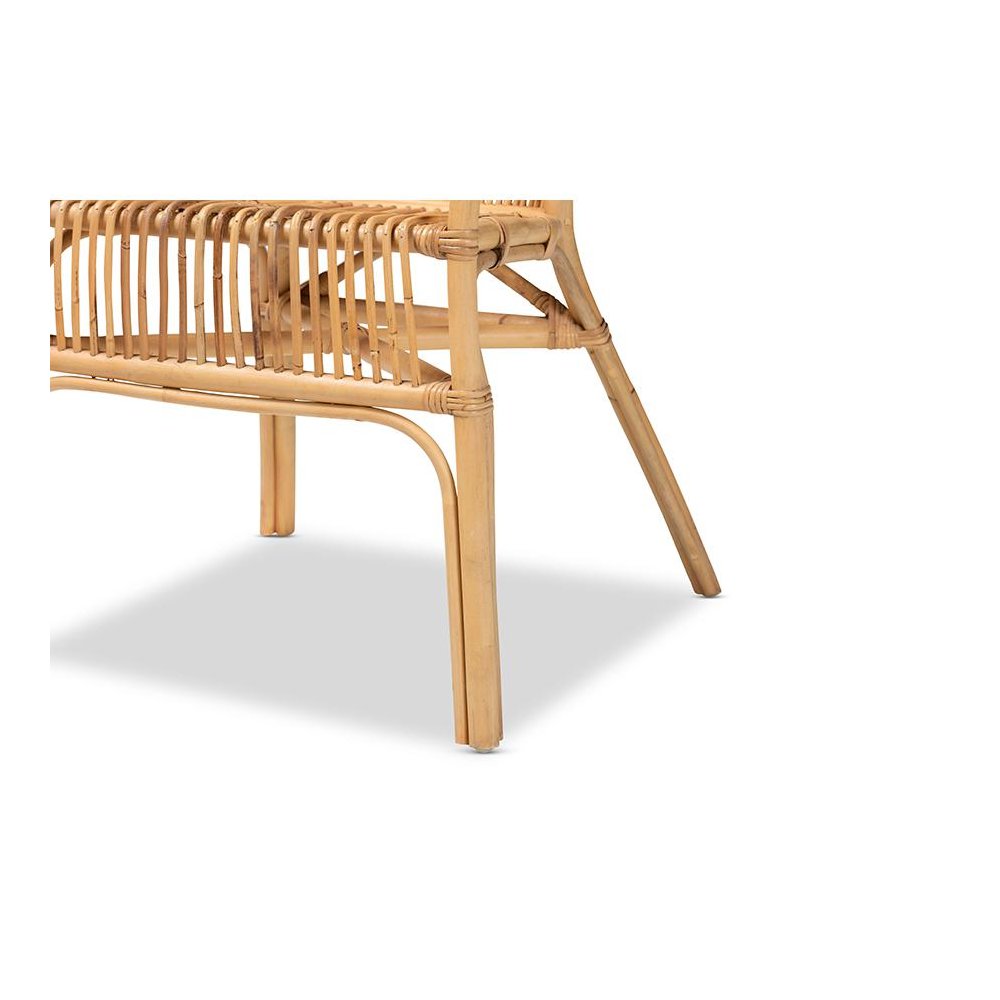 bali & pari Murai Modern Bohemian Natural Brown Rattan Dining Chair. Picture 6