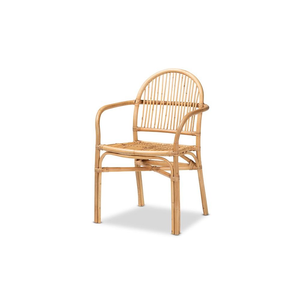 bali & pari Tugera Modern Bohemian Natural Brown Rattan Dining Chair. Picture 1
