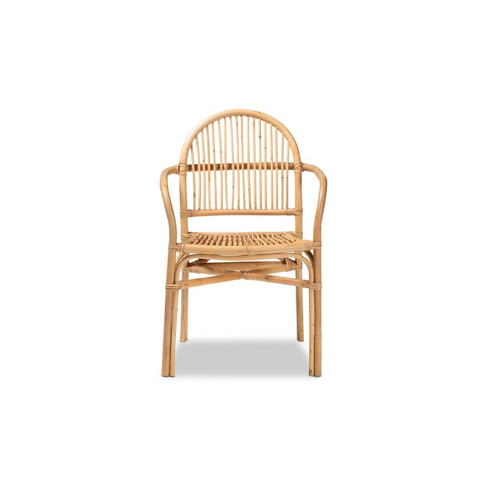 bali & pari Tugera Modern Bohemian Natural Brown Rattan Dining Chair. Picture 2