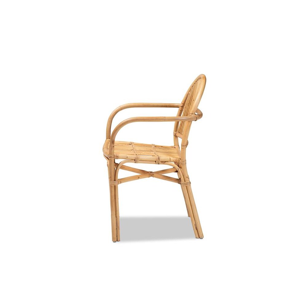 bali & pari Tugera Modern Bohemian Natural Brown Rattan Dining Chair. Picture 3