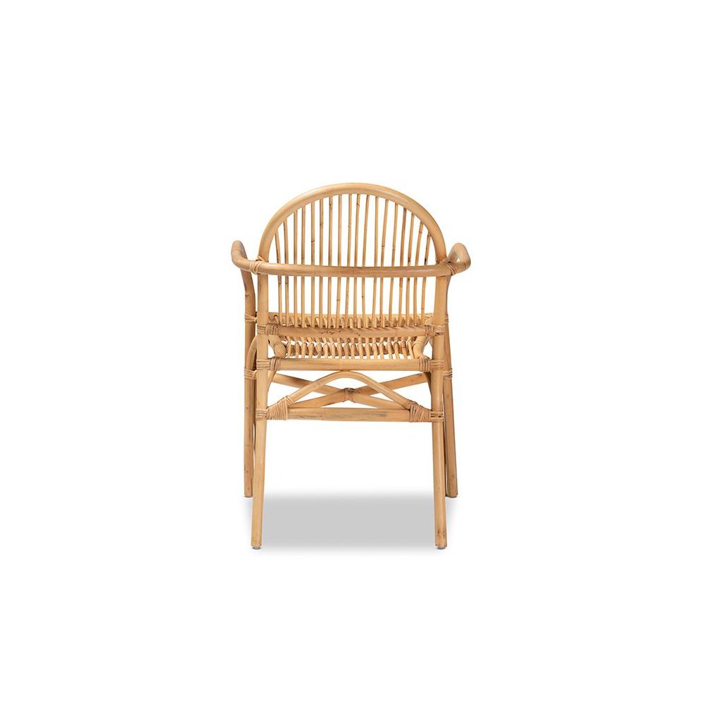 bali & pari Tugera Modern Bohemian Natural Brown Rattan Dining Chair. Picture 4