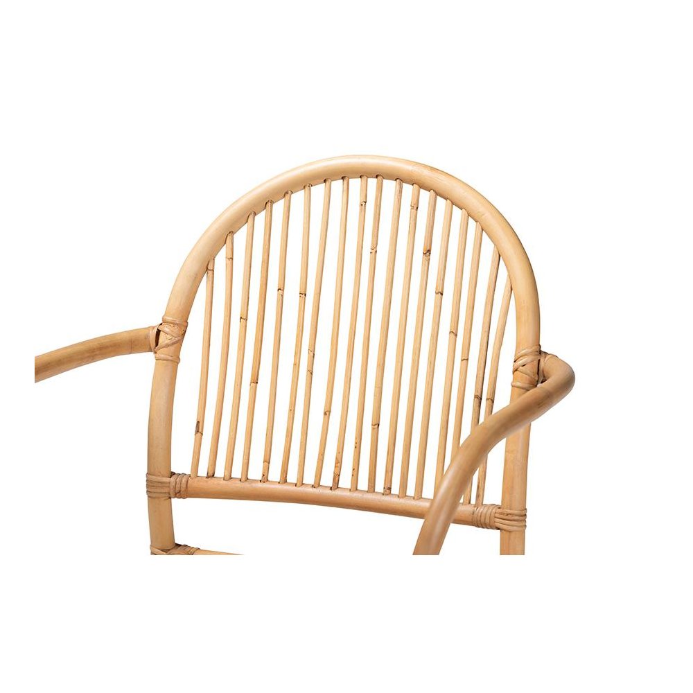 bali & pari Tugera Modern Bohemian Natural Brown Rattan Dining Chair. Picture 5