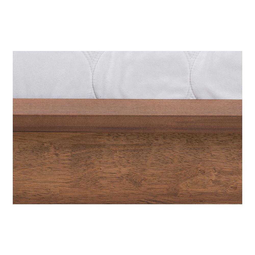 Flint Mid-Century Modern Ash Walnut Finished Wood Queen Size Platform Bed. Picture 6