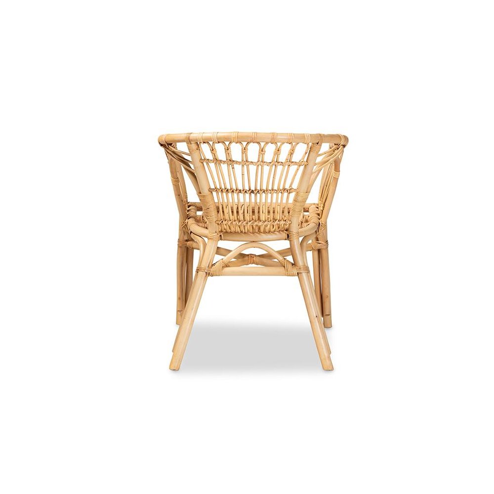 bali & pari Kaka Modern Bohemian Natural Brown Rattan Dining Chair. Picture 4