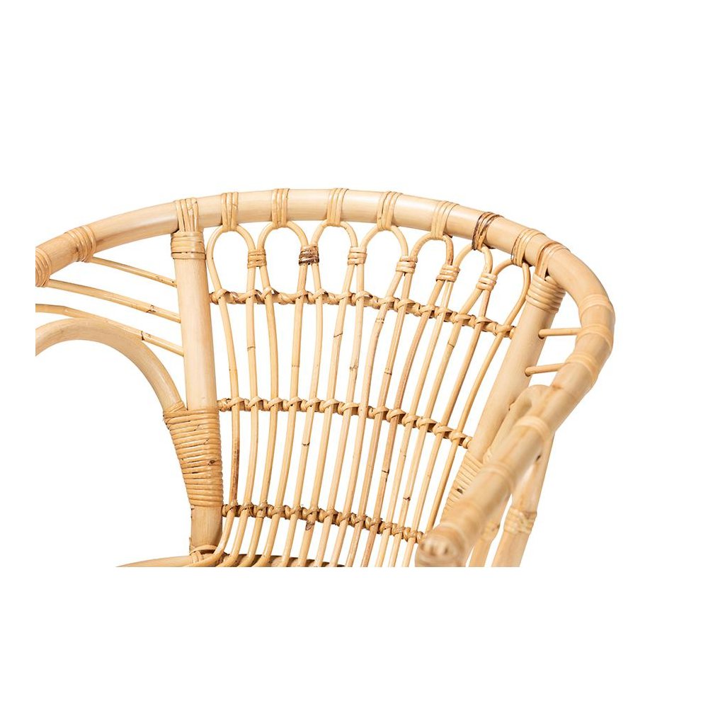 bali & pari Kaka Modern Bohemian Natural Brown Rattan Dining Chair. Picture 5
