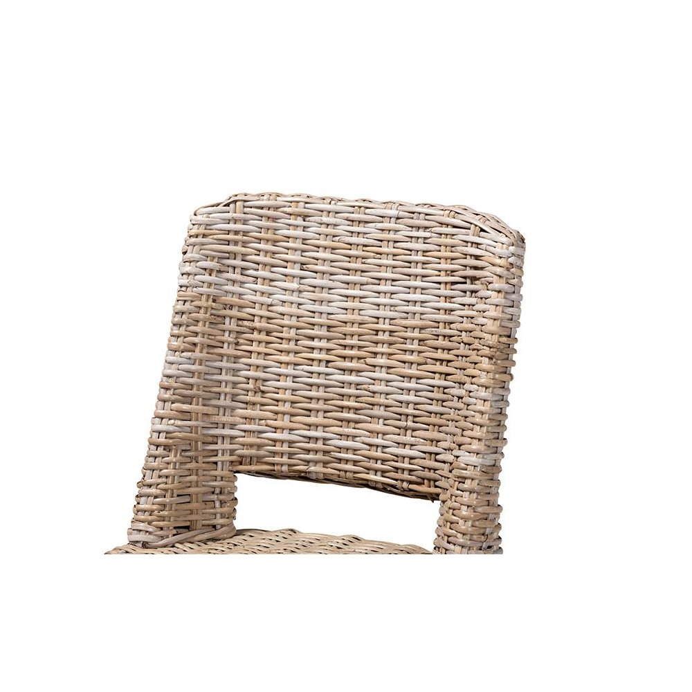 Bohemian Grey Rattan and Natural Brown Finished Wood Dining Chair. Picture 5