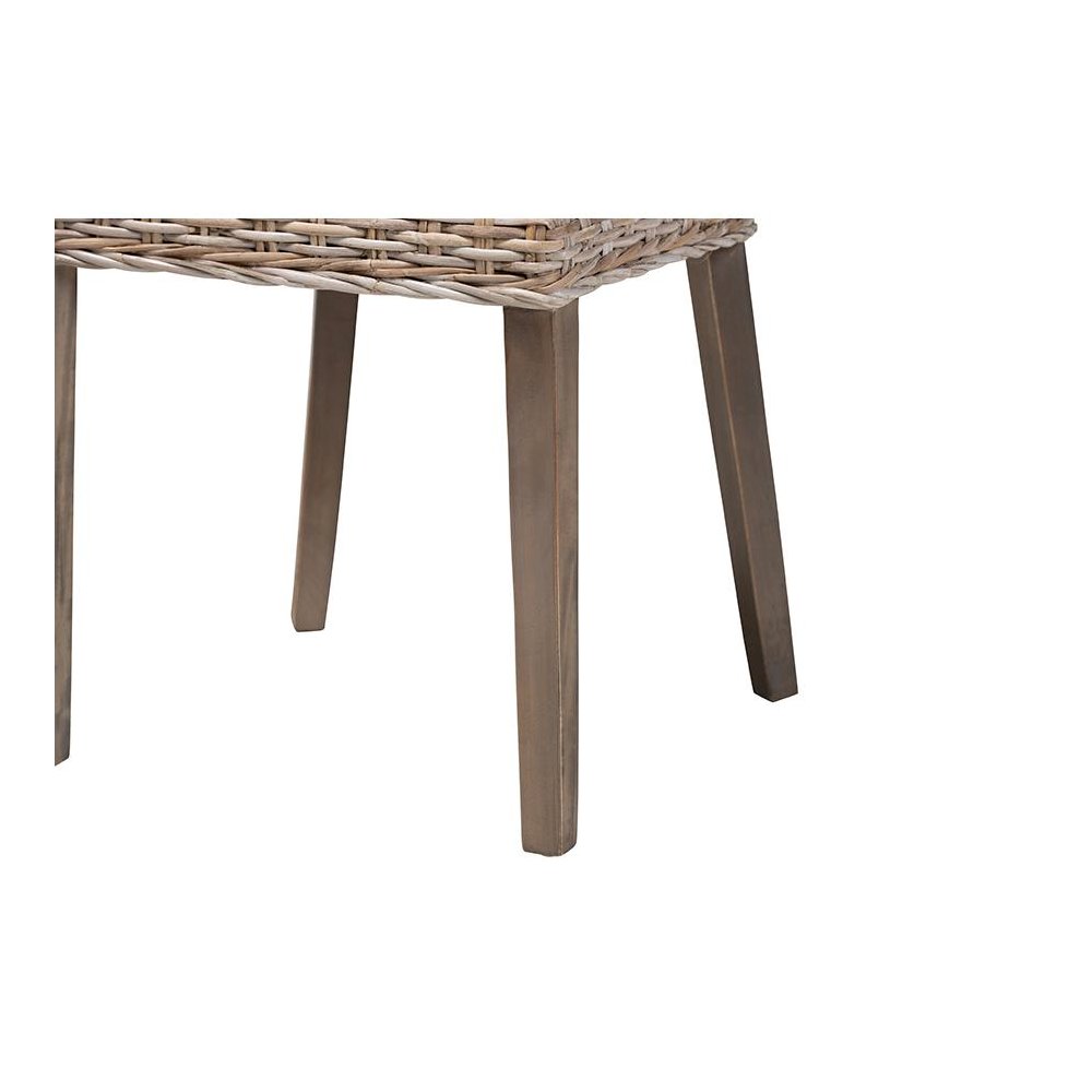 Bohemian Grey Rattan and Natural Brown Finished Wood Dining Chair. Picture 6