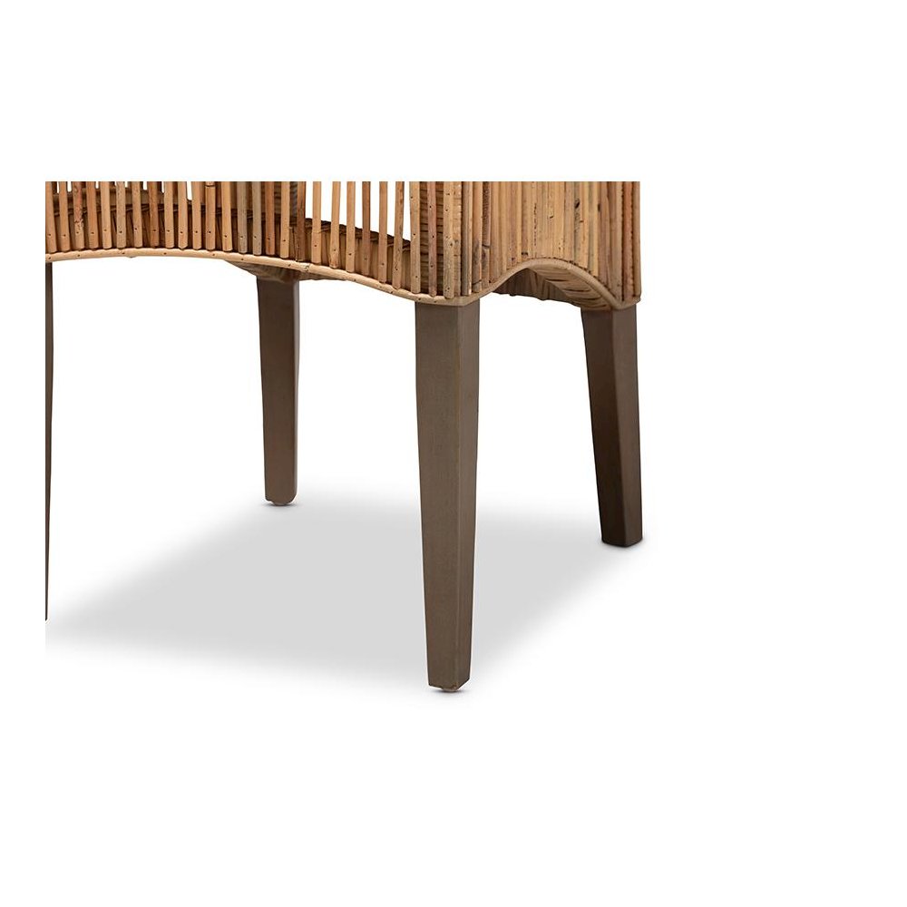 Bohemian Natural Brown Rattan 2-Piece Dining Chair Set. Picture 5