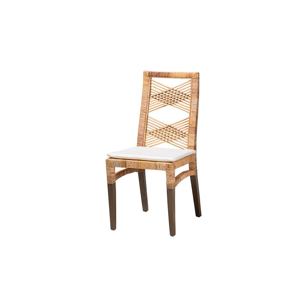 bali & pari Poltak Modern Bohemian Natural Brown Rattan Dining Chair. Picture 1