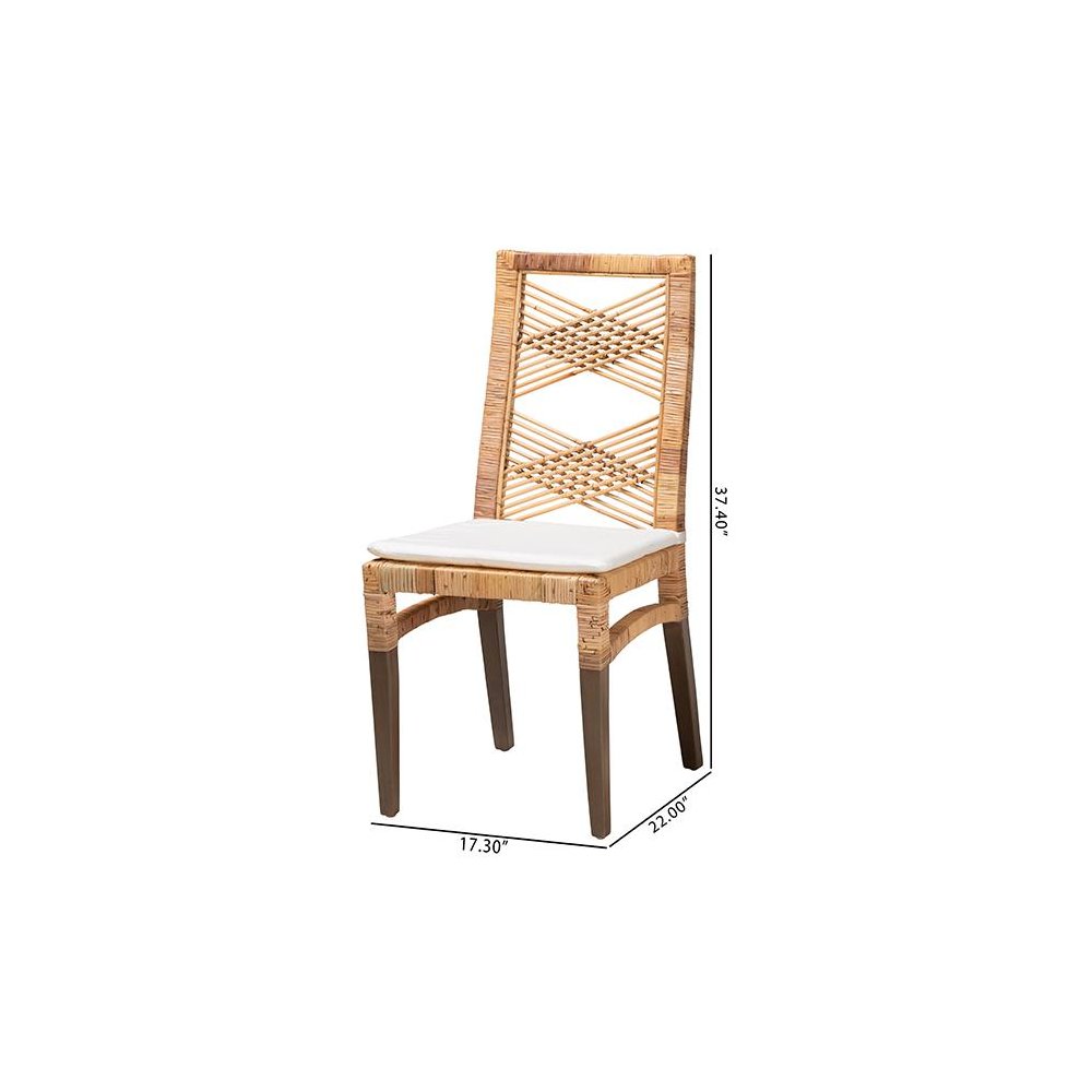 bali & pari Poltak Modern Bohemian Natural Brown Rattan Dining Chair. Picture 10