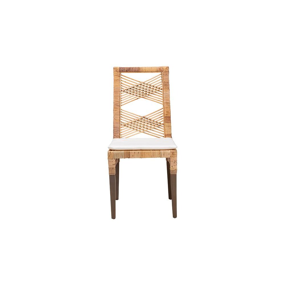bali & pari Poltak Modern Bohemian Natural Brown Rattan Dining Chair. Picture 2