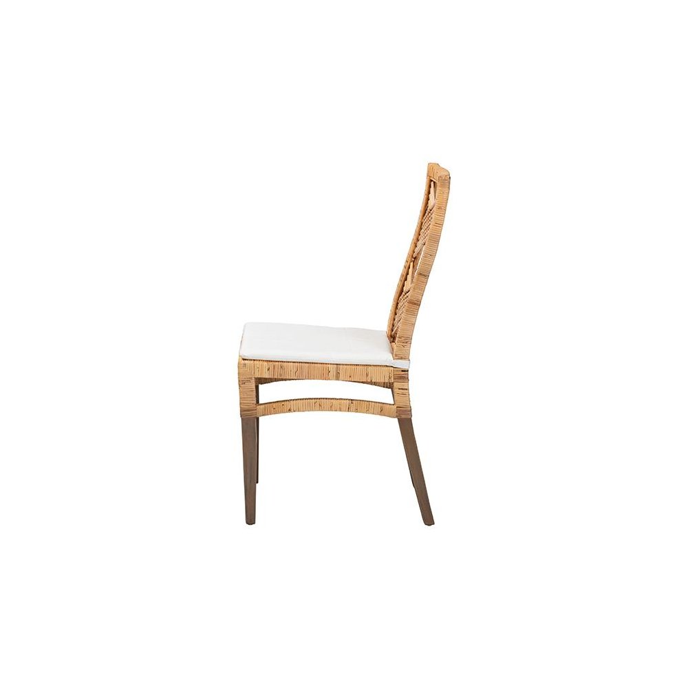 bali & pari Poltak Modern Bohemian Natural Brown Rattan Dining Chair. Picture 3