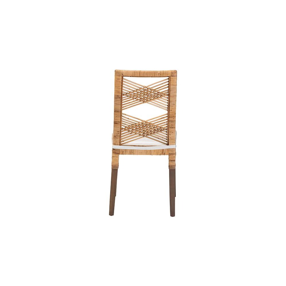 bali & pari Poltak Modern Bohemian Natural Brown Rattan Dining Chair. Picture 4