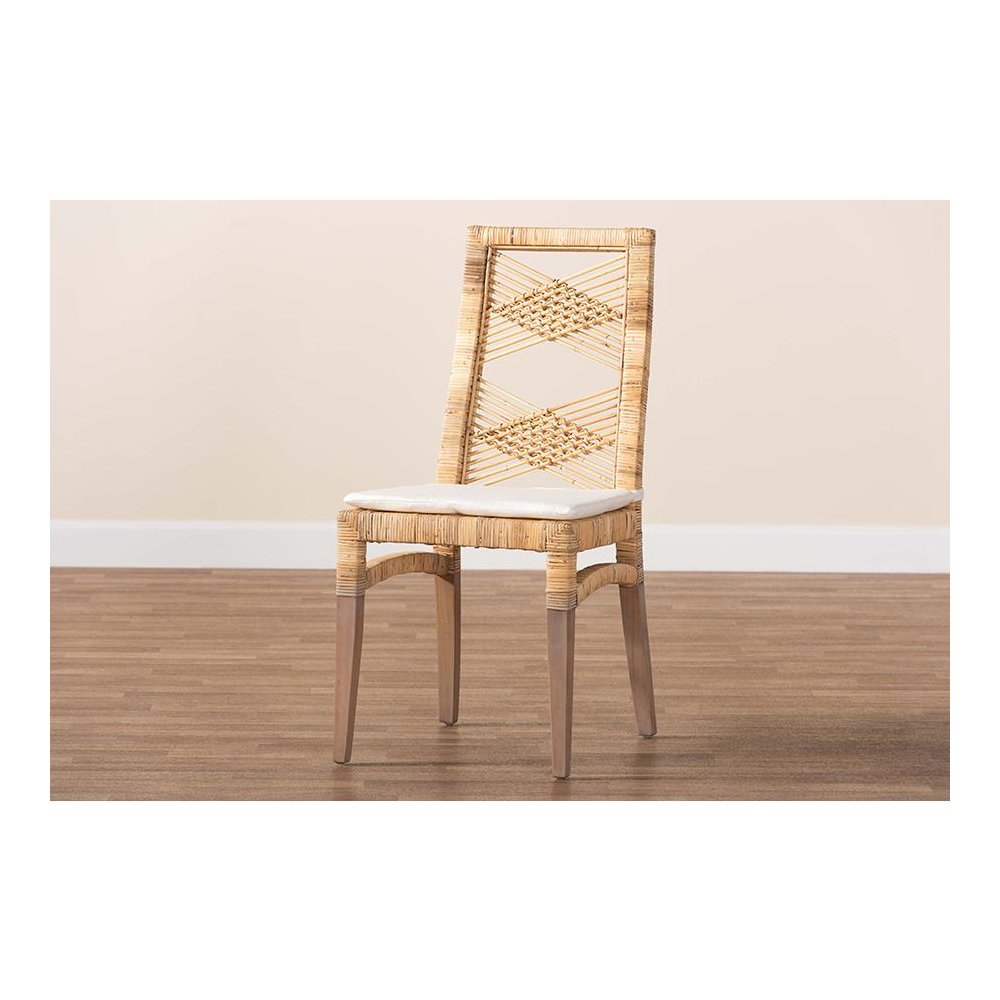 bali & pari Poltak Modern Bohemian Natural Brown Rattan Dining Chair. Picture 9