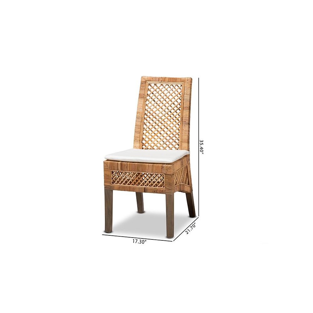 bali & pari Argos Modern Bohemian  Natural Brown Rattan 2-Piece Dining Chair Set. Picture 9