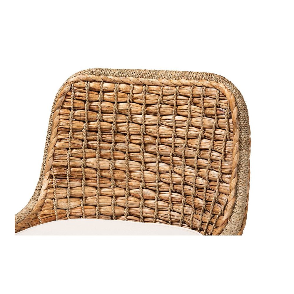 Bohemian Natural Brown Woven Rattan Dining Side Chair With Cushion. Picture 5
