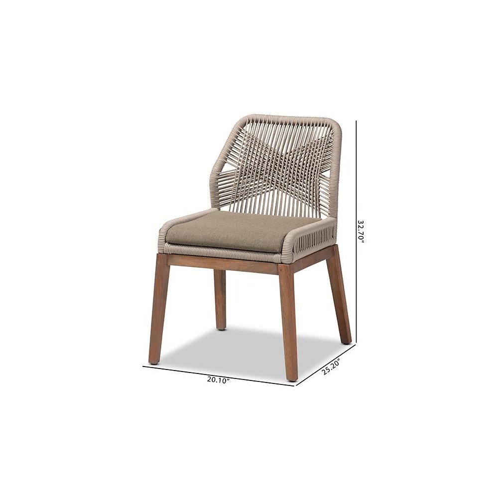 Jennifer Mid-Century Transitional Grey Woven Rope Mahogany Dining Side Chair. Picture 10