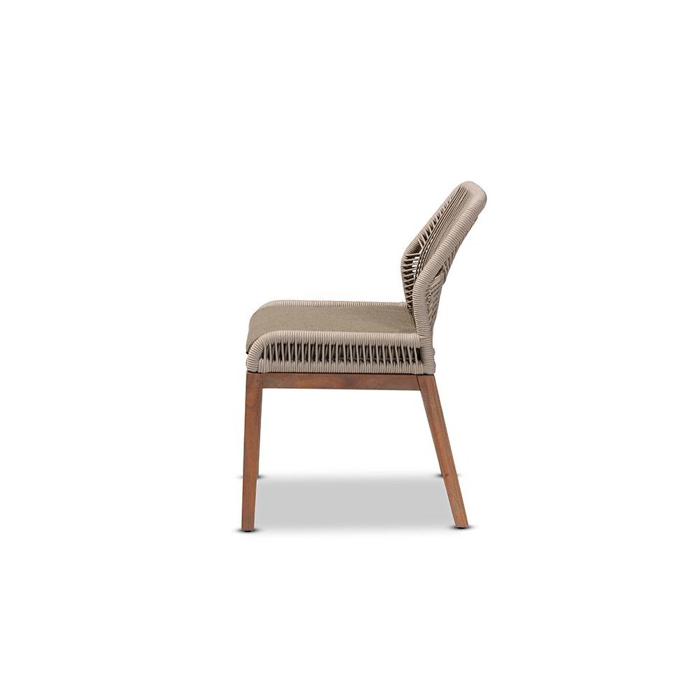 Jennifer Mid-Century Transitional Grey Woven Rope Mahogany Dining Side Chair. Picture 3