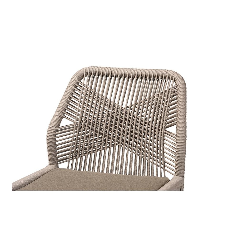 Jennifer Mid-Century Transitional Grey Woven Rope Mahogany Dining Side Chair. Picture 5