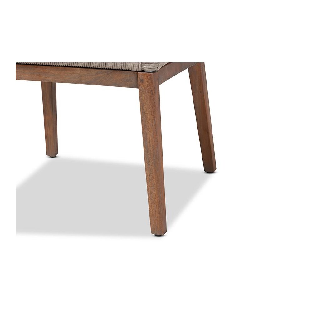Jennifer Mid-Century Transitional Grey Woven Rope Mahogany Dining Side Chair. Picture 6