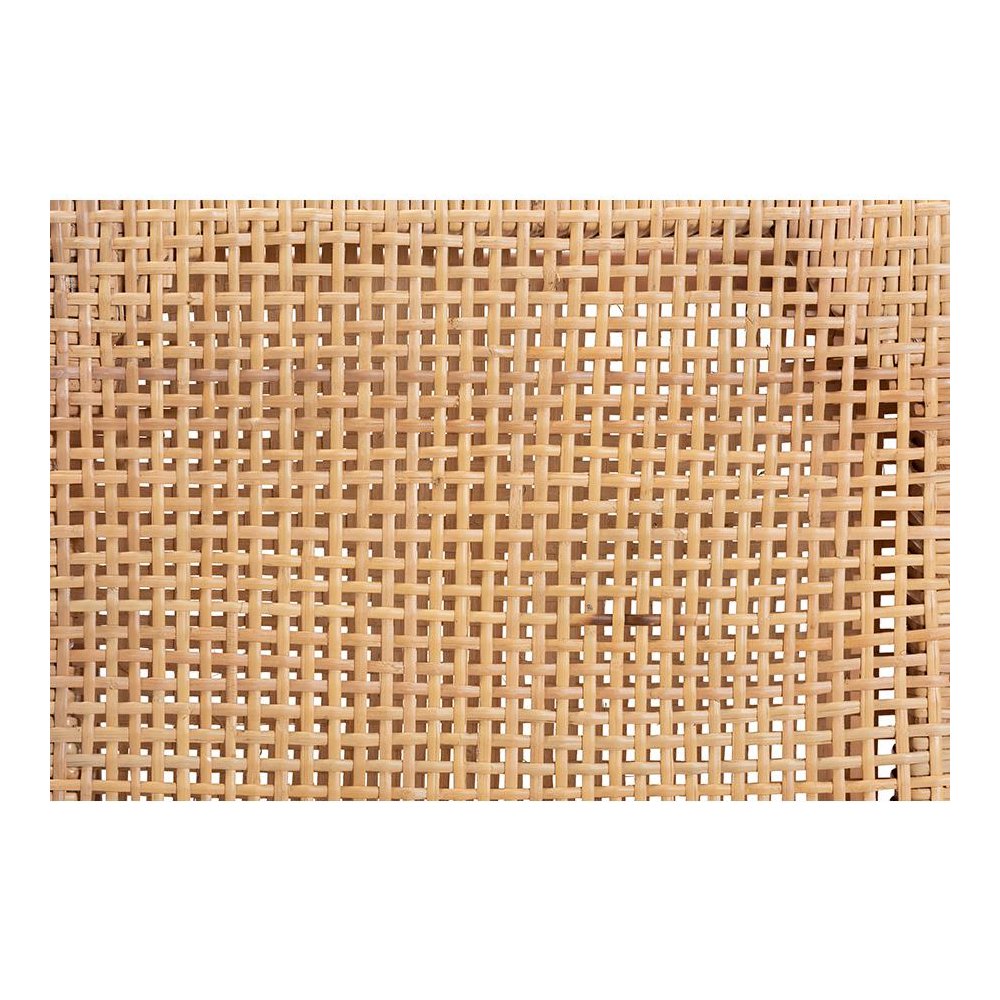 Walnut Brown Mahogany Wood and Natural Rattan Counter Stool. Picture 7