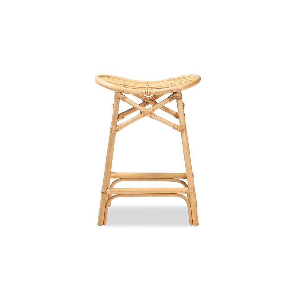 bali & pari Elgon Modern Bohemian Natural Brown Rattan Counter Stool. Picture 2