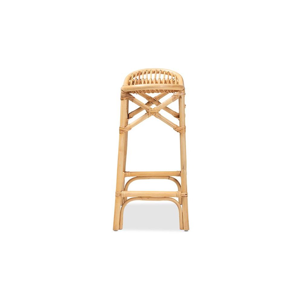 bali & pari Elgon Modern Bohemian Natural Brown Rattan Counter Stool. Picture 3