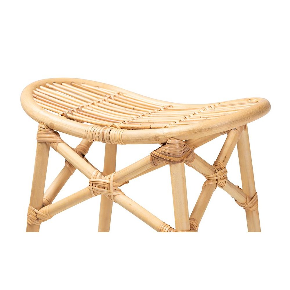 bali & pari Elgon Modern Bohemian Natural Brown Rattan Counter Stool. Picture 4