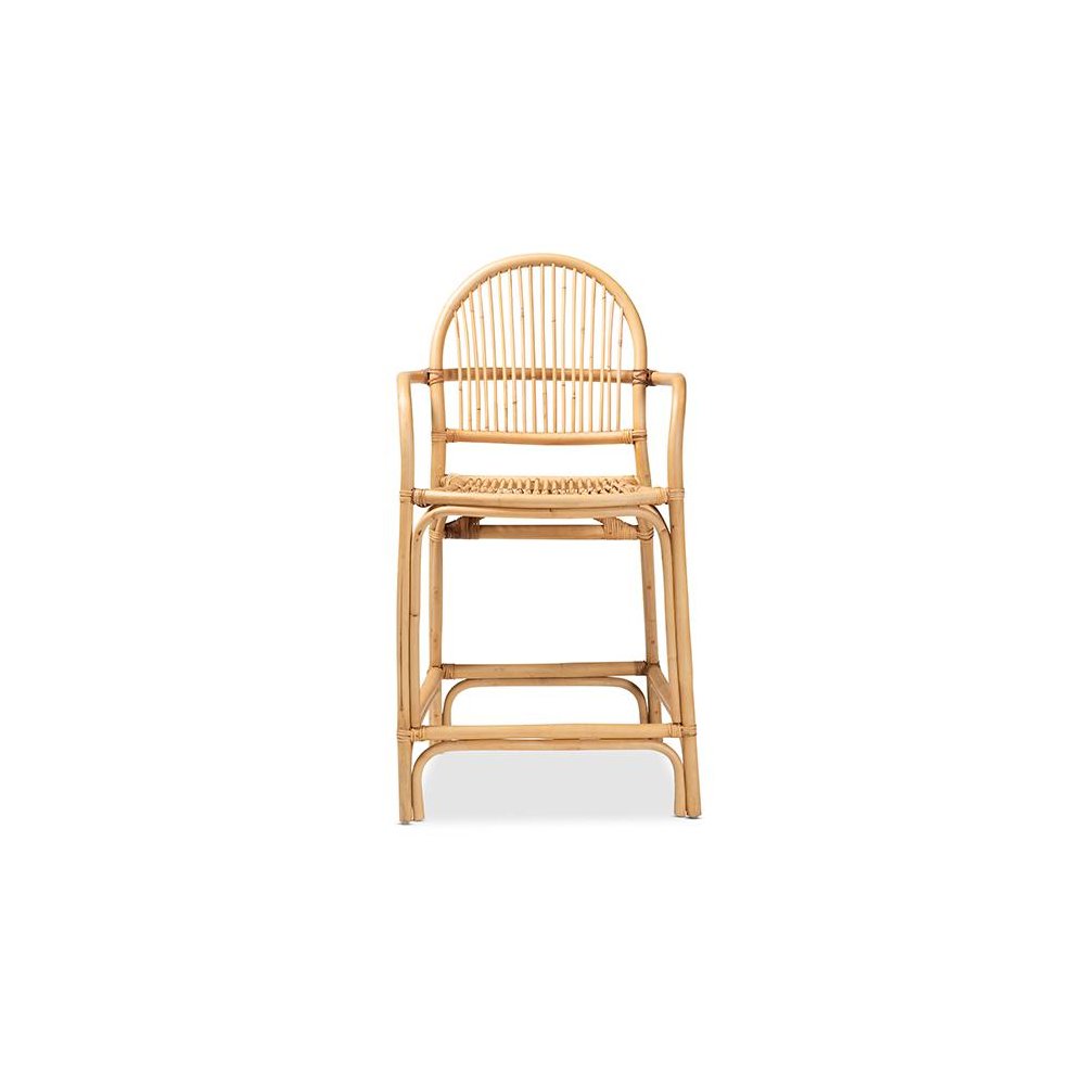 bali & pari Tugera Modern Bohemian Natural Brown Rattan Counter Stool. Picture 2