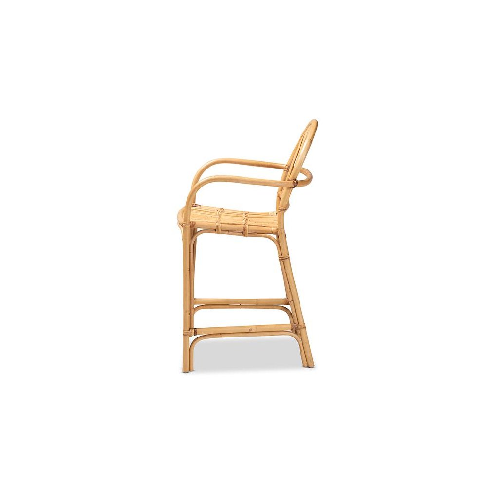 bali & pari Tugera Modern Bohemian Natural Brown Rattan Counter Stool. Picture 3