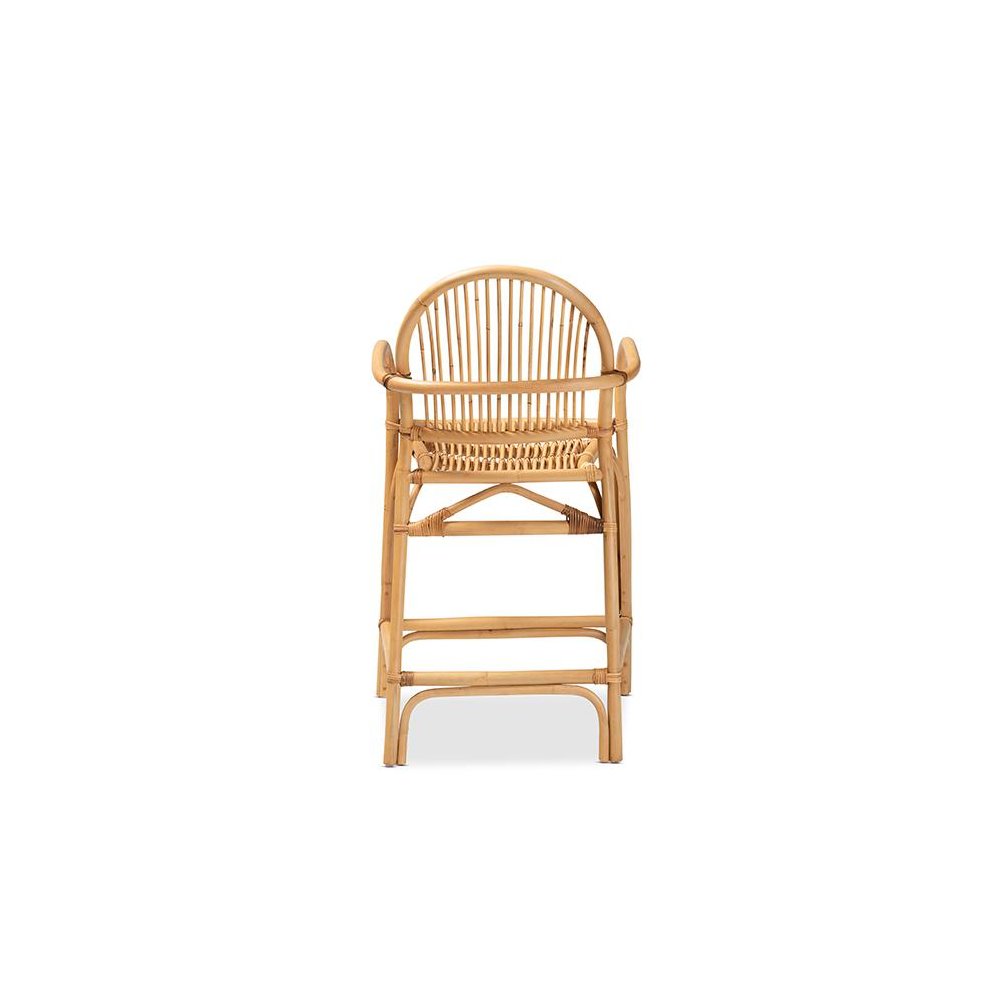 bali & pari Tugera Modern Bohemian Natural Brown Rattan Counter Stool. Picture 4