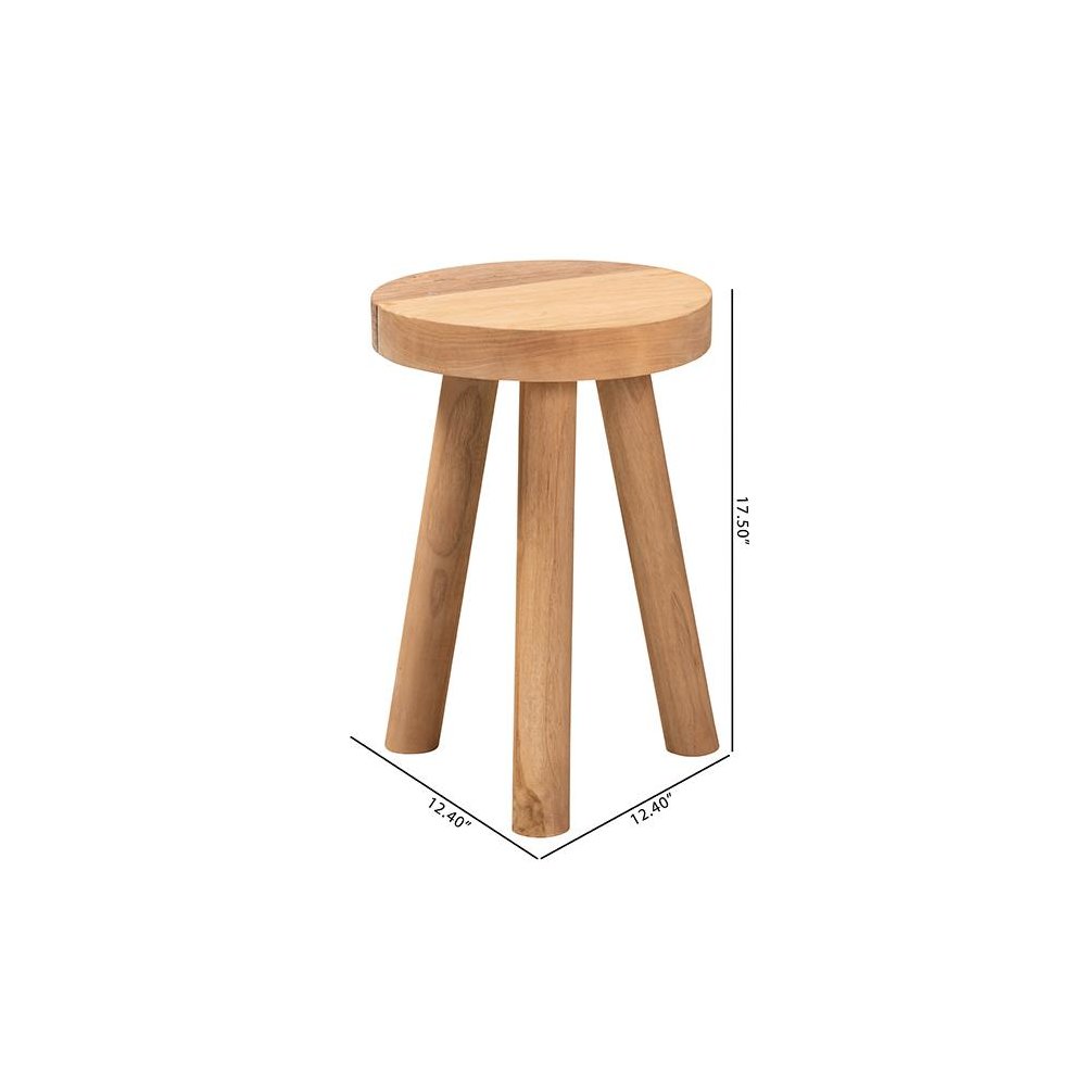 bali & pari Terah Mid-Century Modern Natural Brown Teak Wood Ottoman Footstool. Picture 8