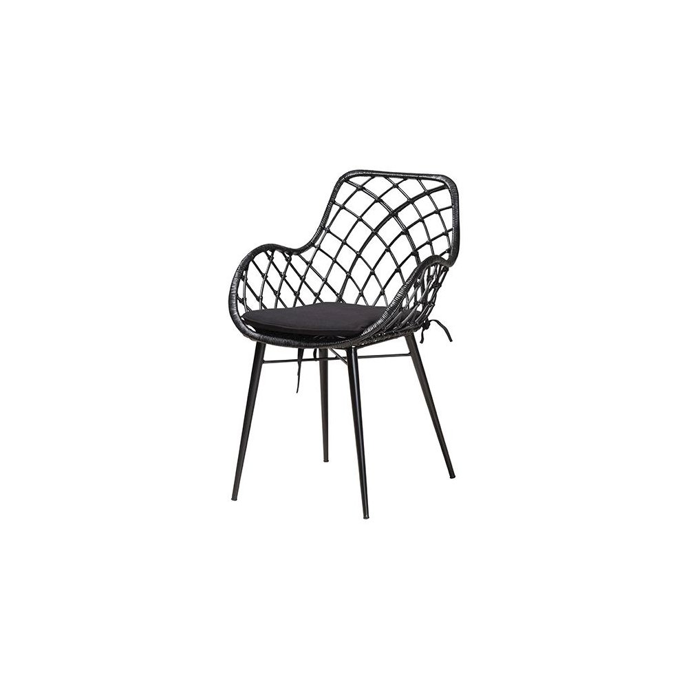 Aniceta Modern Bohemian Black Finished Wood and Rattan 7-Piece Dining Set. Picture 3