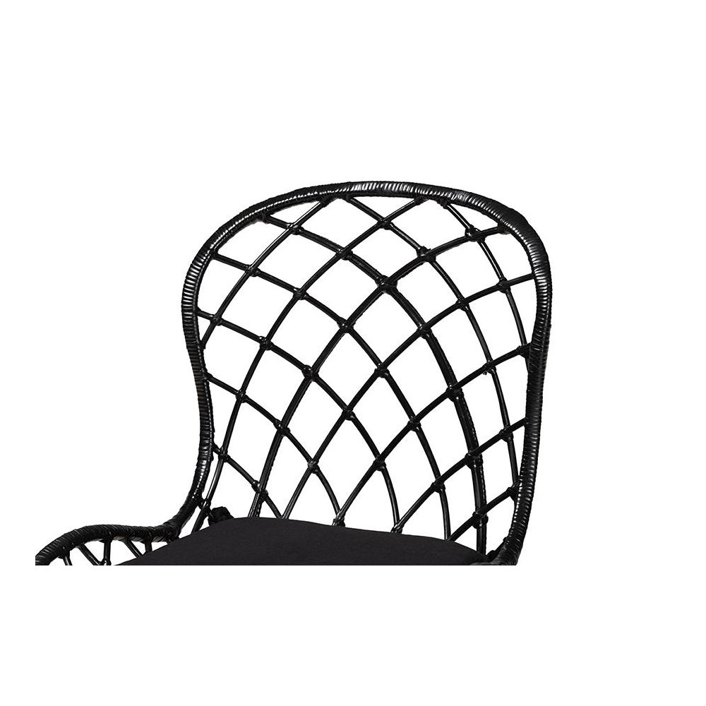 Aniceta Modern Bohemian Black Finished Wood and Rattan 7-Piece Dining Set. Picture 6
