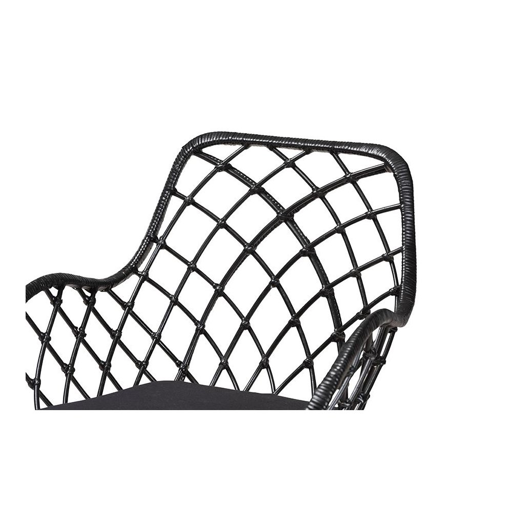 Aniceta Modern Bohemian Black Finished Wood and Rattan 7-Piece Dining Set. Picture 7