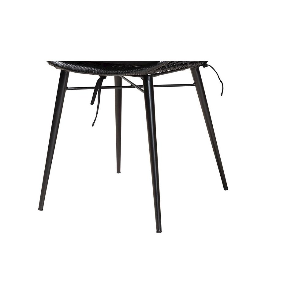 Aniceta Modern Bohemian Black Finished Wood and Rattan 7-Piece Dining Set. Picture 8