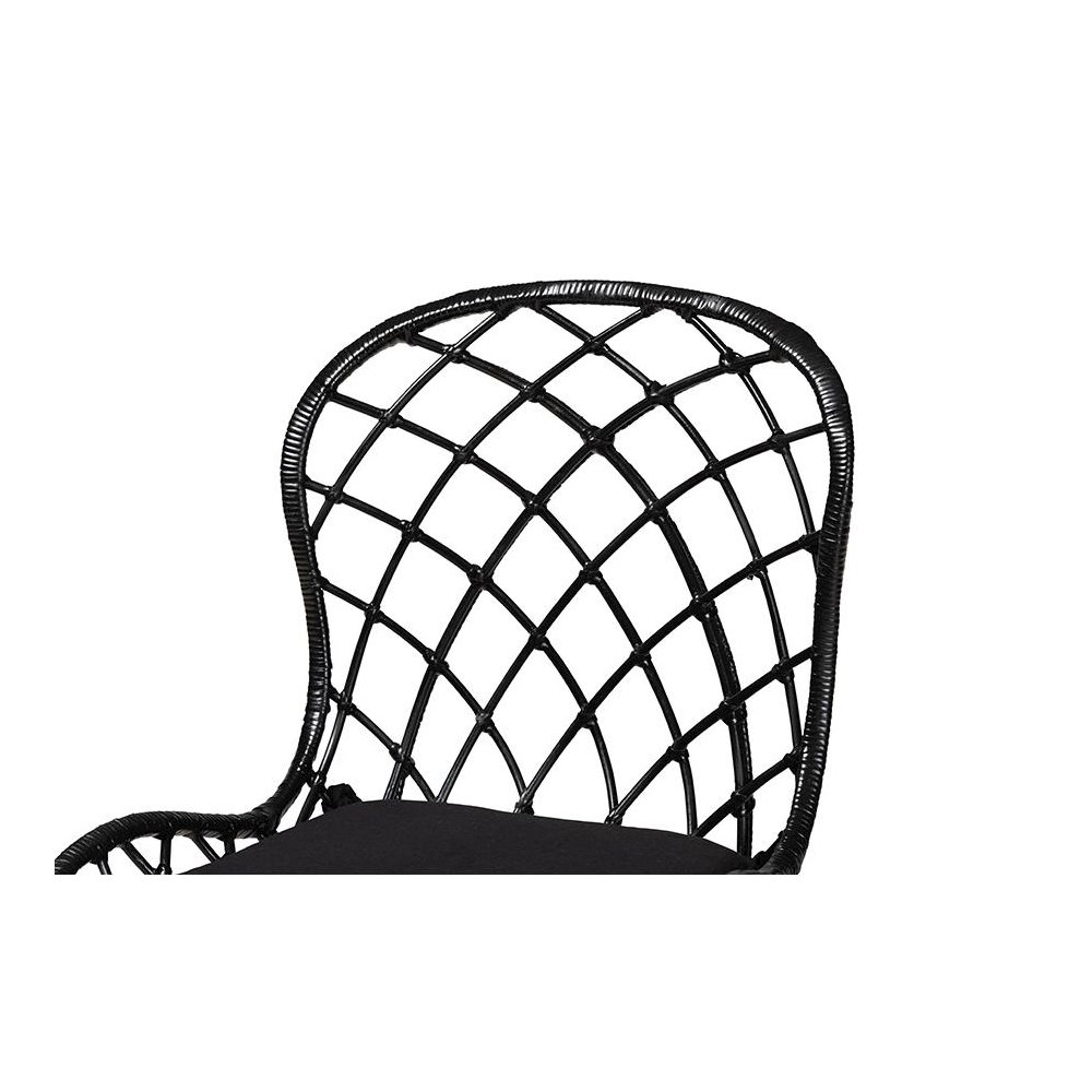 Sabelle Modern Bohemian Black Finished Wood and Rattan 5-Piece Dining Set. Picture 5