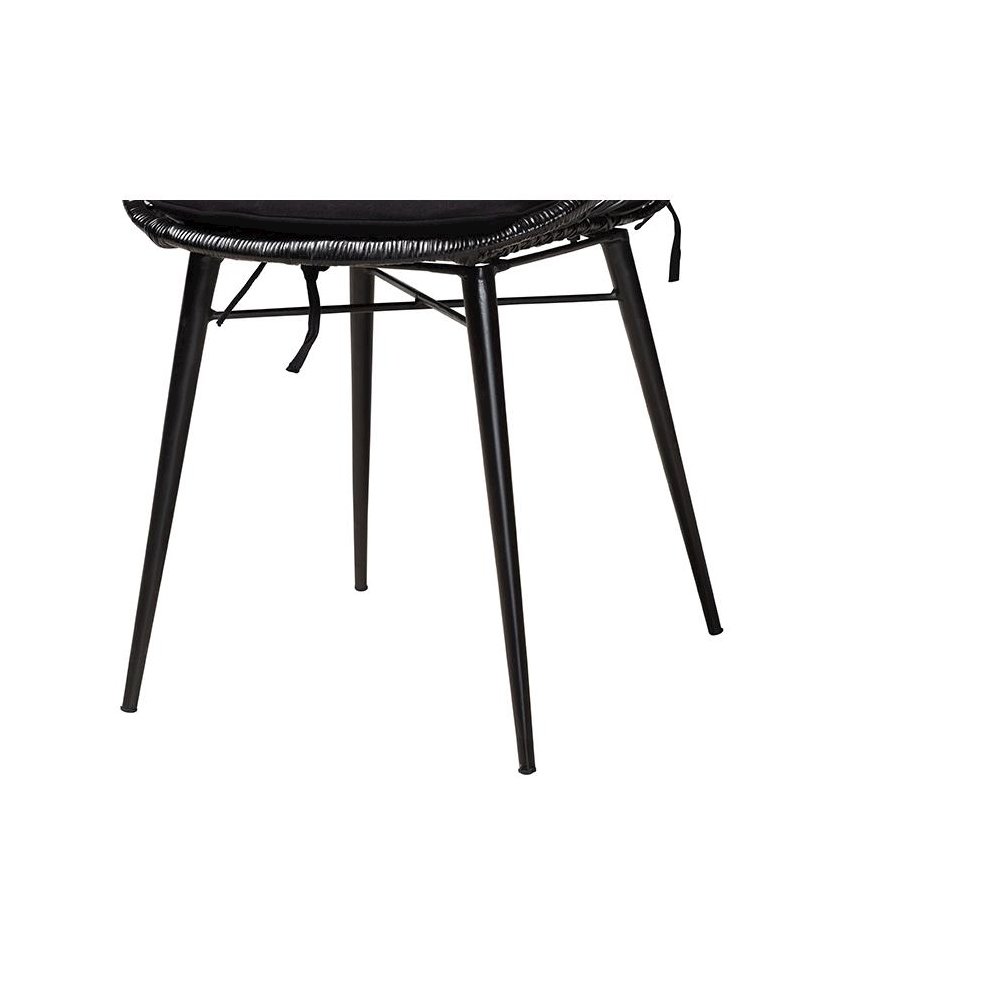 Sabelle Modern Bohemian Black Finished Wood and Rattan 5-Piece Dining Set. Picture 6