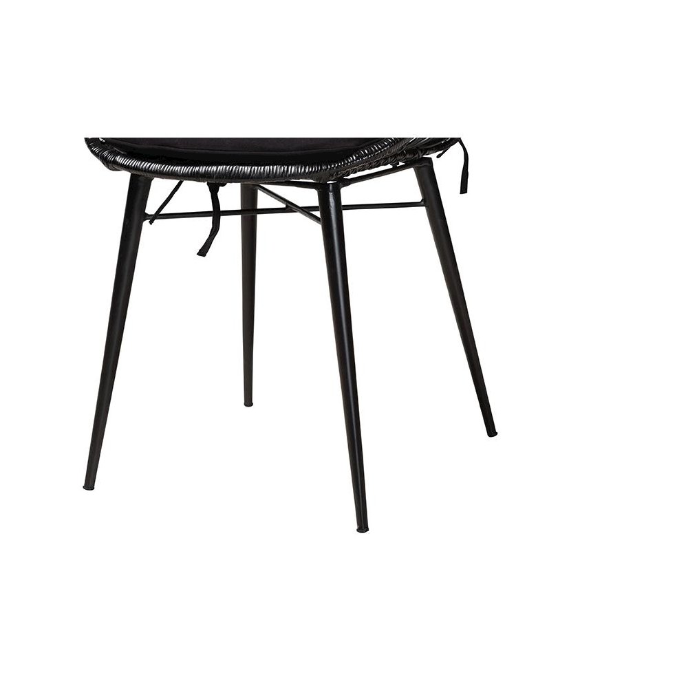 Bohemian Black Finished Rattan and Metal 2-Piece Dining Chair Set. Picture 5