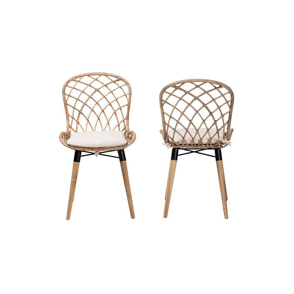 Greywashed Rattan 2-Piece Dining Chair Set. Picture 2