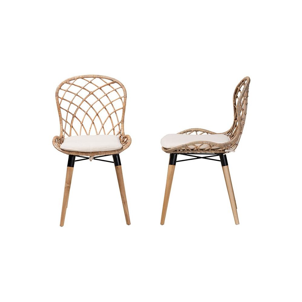 Greywashed Rattan 2-Piece Dining Chair Set. Picture 3