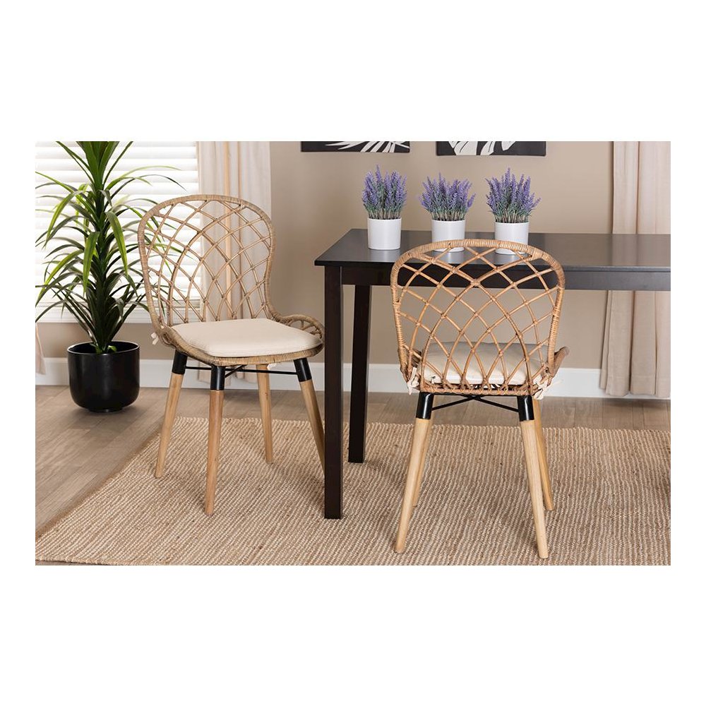 Greywashed Rattan 2-Piece Dining Chair Set. Picture 7