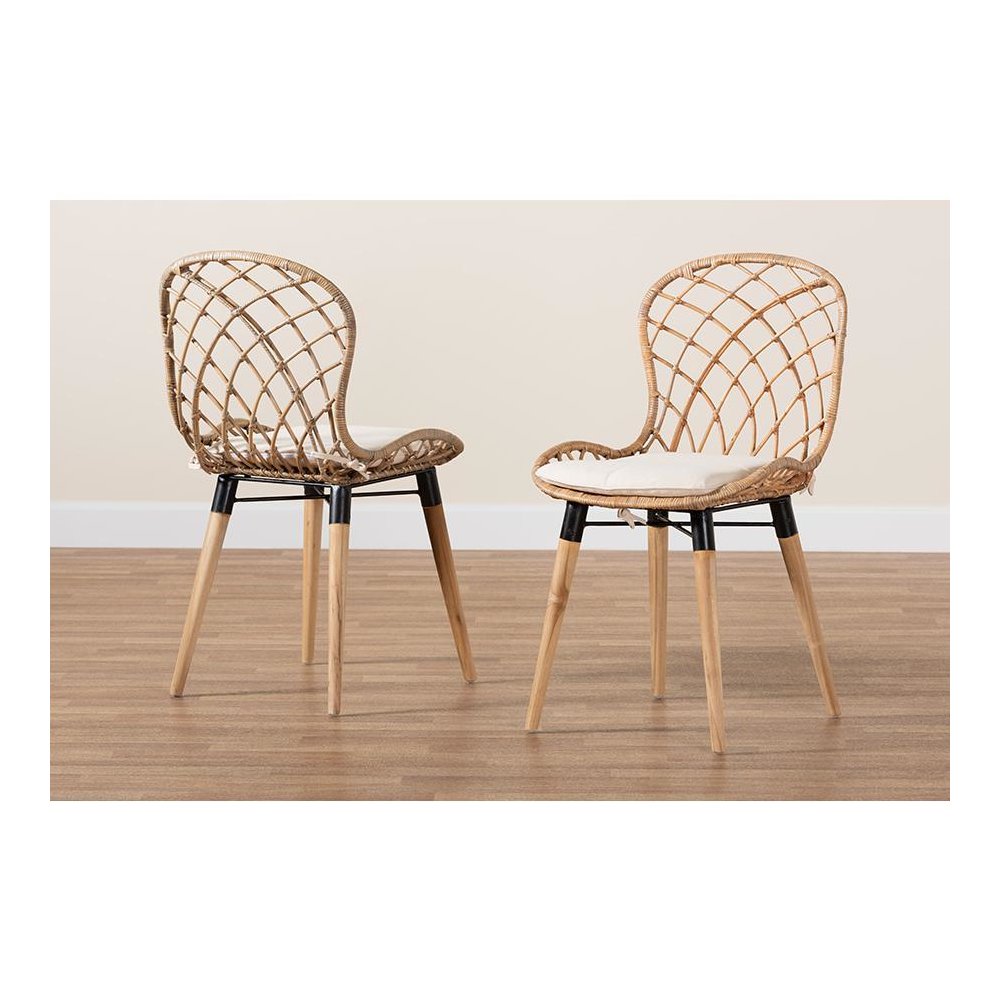 Greywashed Rattan 2-Piece Dining Chair Set. Picture 8