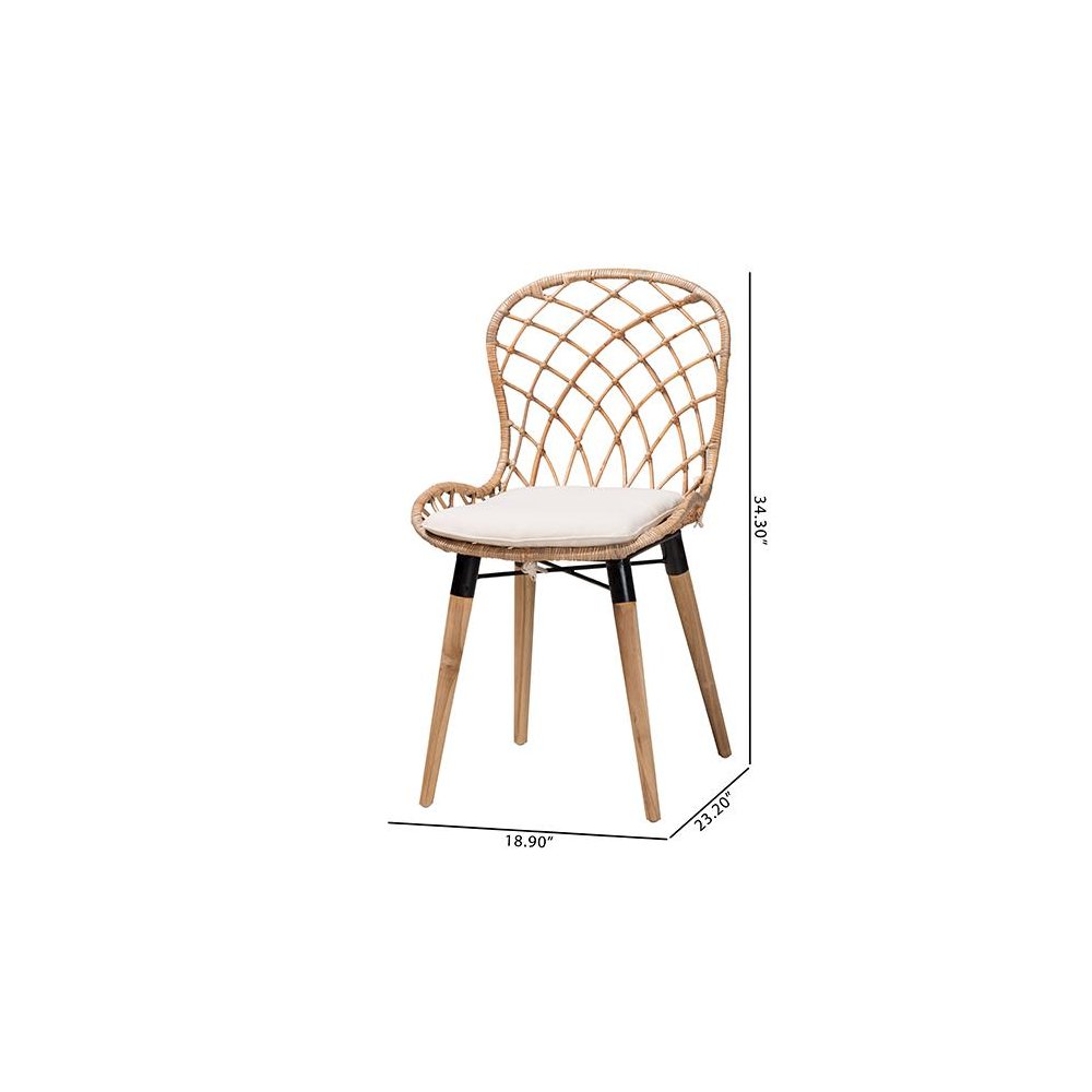 Greywashed Rattan 2-Piece Dining Chair Set. Picture 9