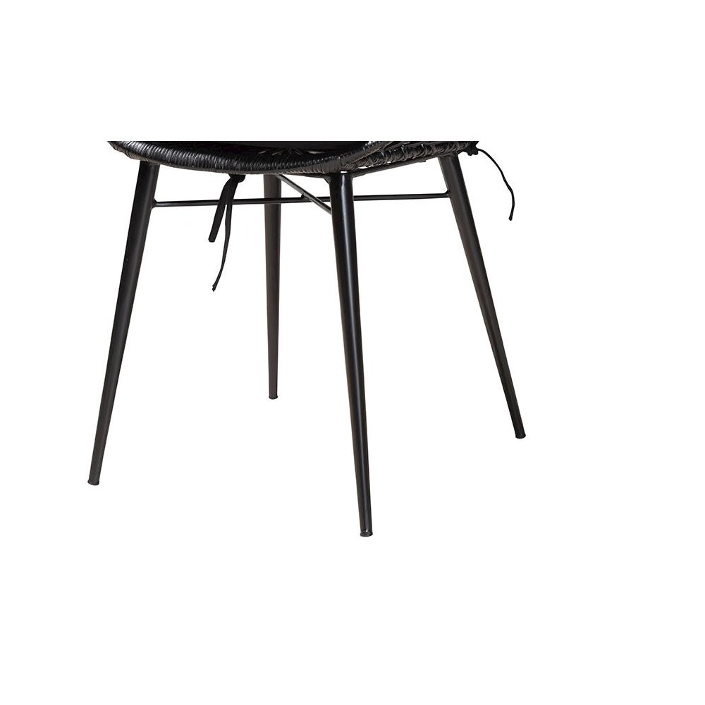 Bohemian Black Finished Rattan and Metal 2-Piece Dining Chair Set. Picture 5