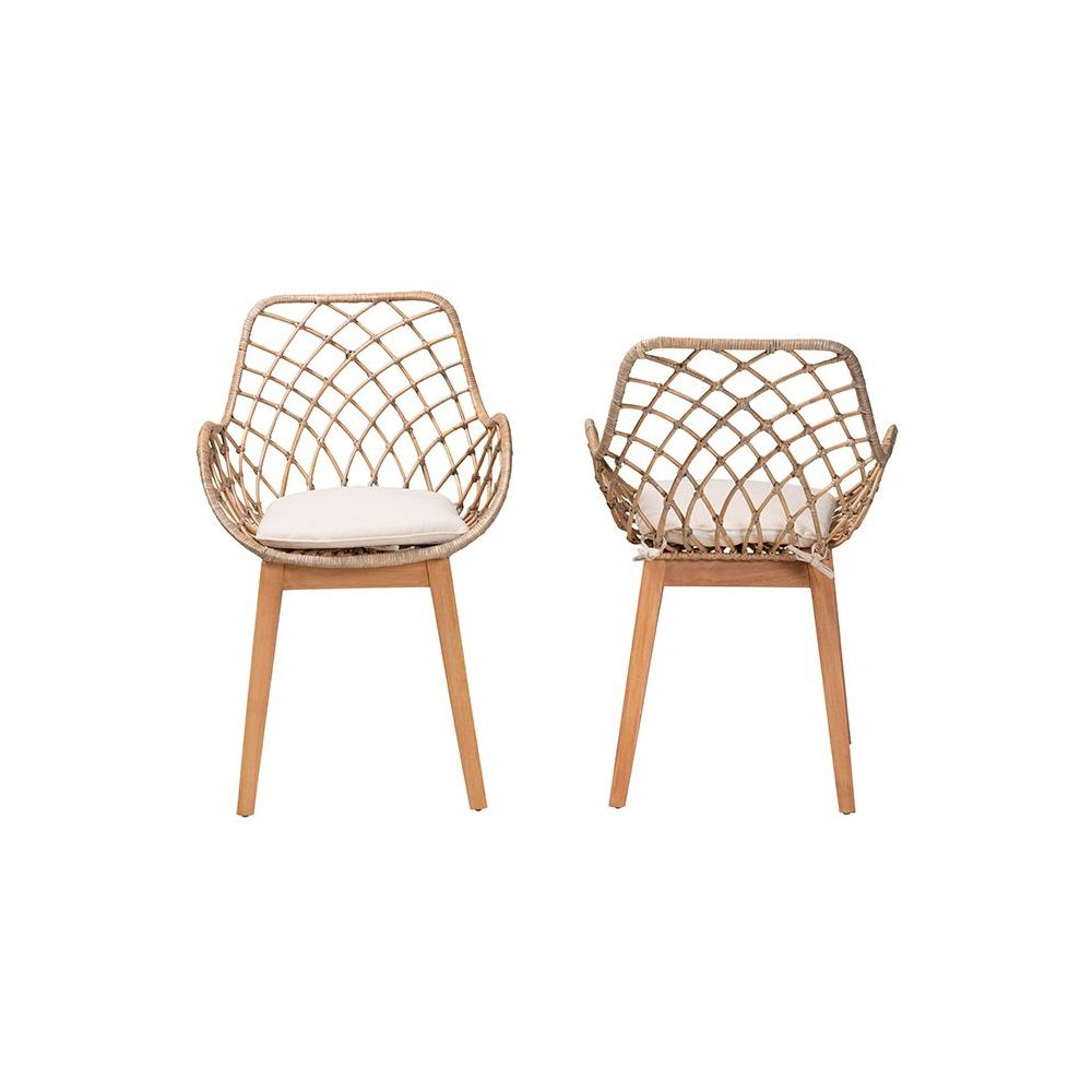 Natural Brown Finished Wood 2-Piece Dining Chair Set. Picture 2